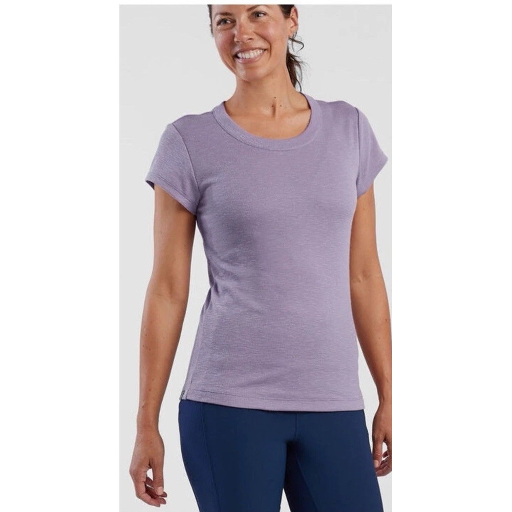 Title Nine Headlands Ribbed Tee Slim Fit Cap Sleeve Quick Dry WISTERIA PURPLE M